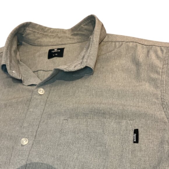 RIPZONE Men's Shortsleeved Button Down Shirt Size Large Poly Cotton Grey - Picture 5 of 8